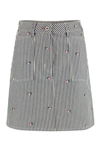 Striped denim mini skirt